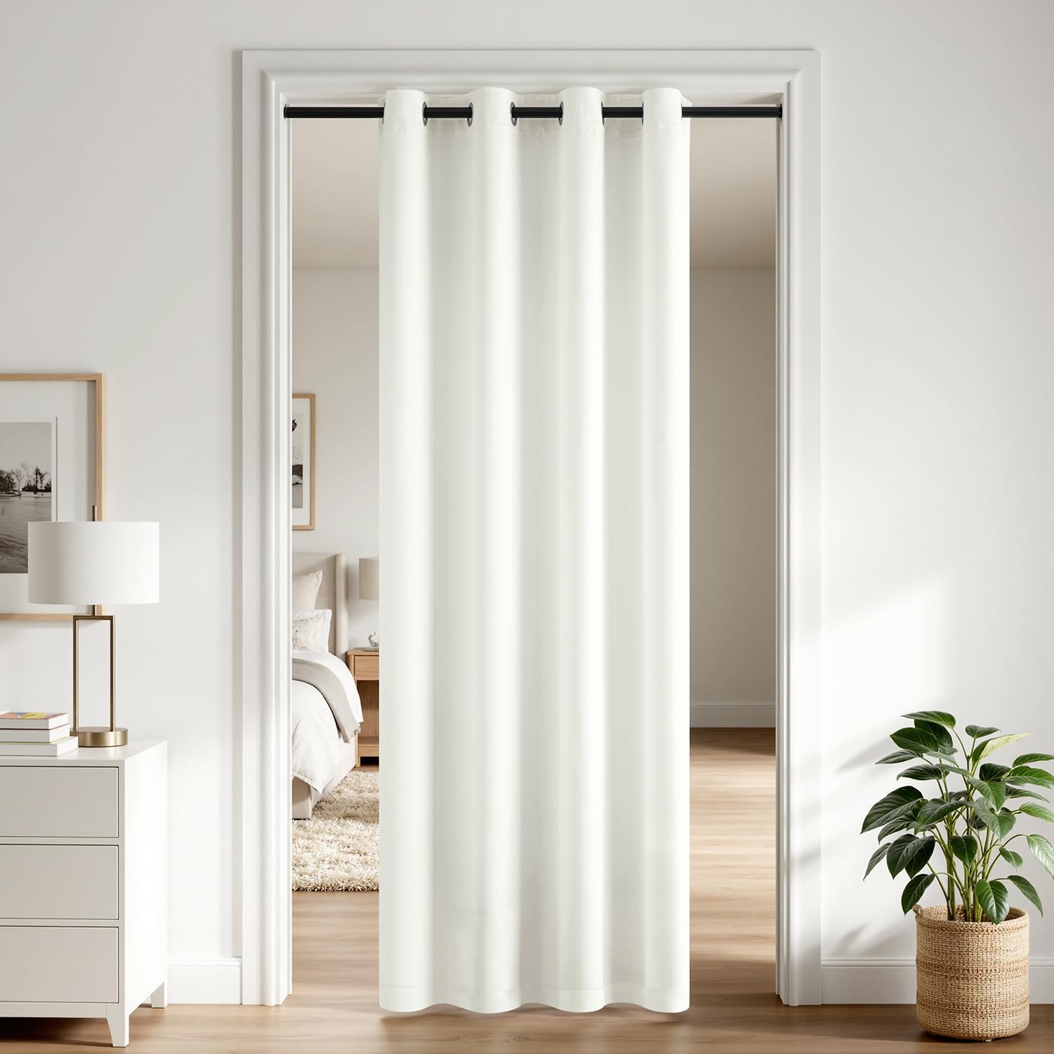 MIULEE Cortina Opaca Blanca 1 Pieza 132x225cm Doble Capa Ojales Termica