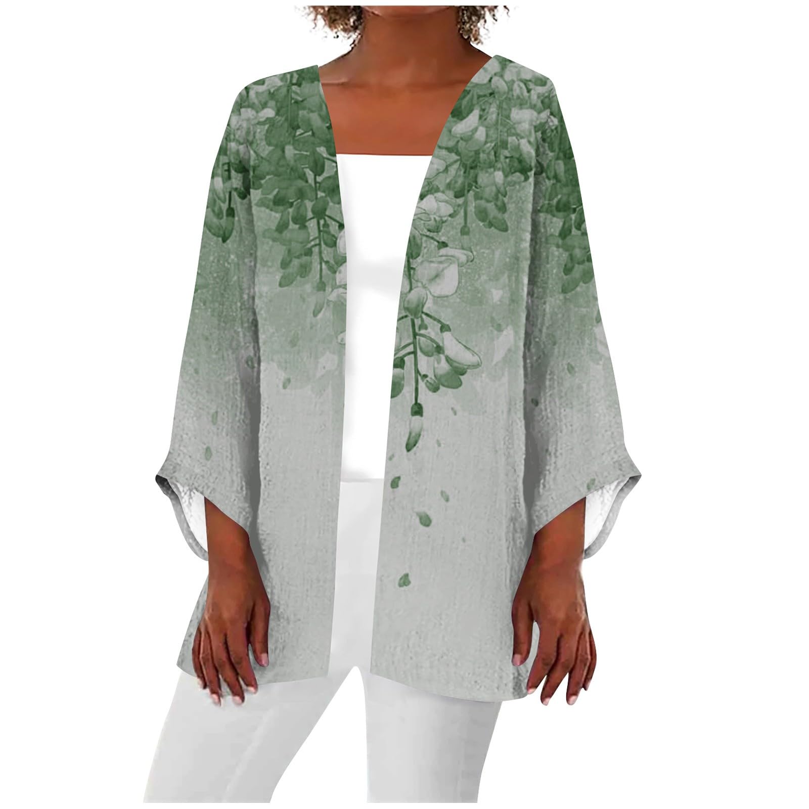 Cardigan Kimono Japonais Pour Femme – Manches 3/4, Imprimé Châle, Coupe Slim – Idéal Pour La Plage Ou La Piscine