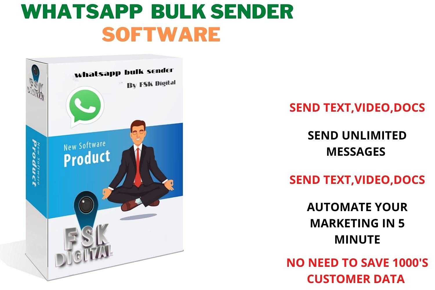 Fsk Digital Marketing Bulk Whatsapp Message|Bulk Marketing Software|Whatsapp Bulk Message Sender Software|Whatsapp Bulk Sender|Whatsapp Bulk Software|Deliver By Only Email| 1 Yr License (B09GXJ2GXM) Amazon Price History, Amazon Price Tracker