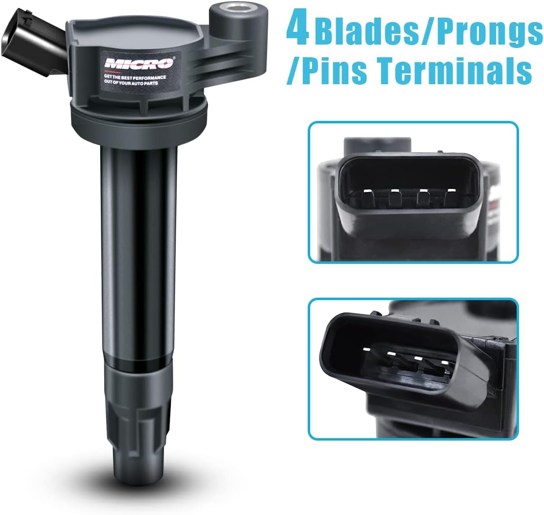 Micro Set of 6 Ignition Coils Pack & Iridium Spark Plug Compatible With Toyota Lexus ES330 RX330 RX400h Camry Highlander Solara Sienna 3.3L 3.3 V6 Replacement for UF430 UF506 90919-02246
