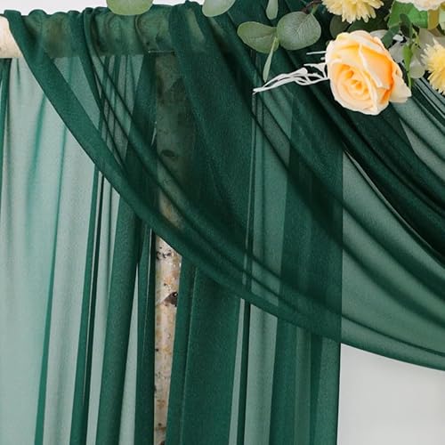 Miniatura 3 de Socomi Tela de Cortinaje para Arco de Boda 29" x 20 Pies 1 Panel Verde Esmeralda Transparente Cortina para Exteriores Extralargas para Nupcial Baby