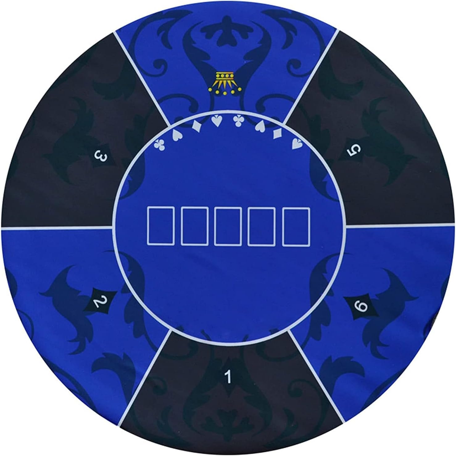 Portable Poker Table Top 1.2M Poker Table Cloths Blue Rubber Table Mat with Flower Pattern Table Cloth Casino Board Game Gambling Poker Table Layout Fun Game Night Supplies - Cool Casino Gift for Kid