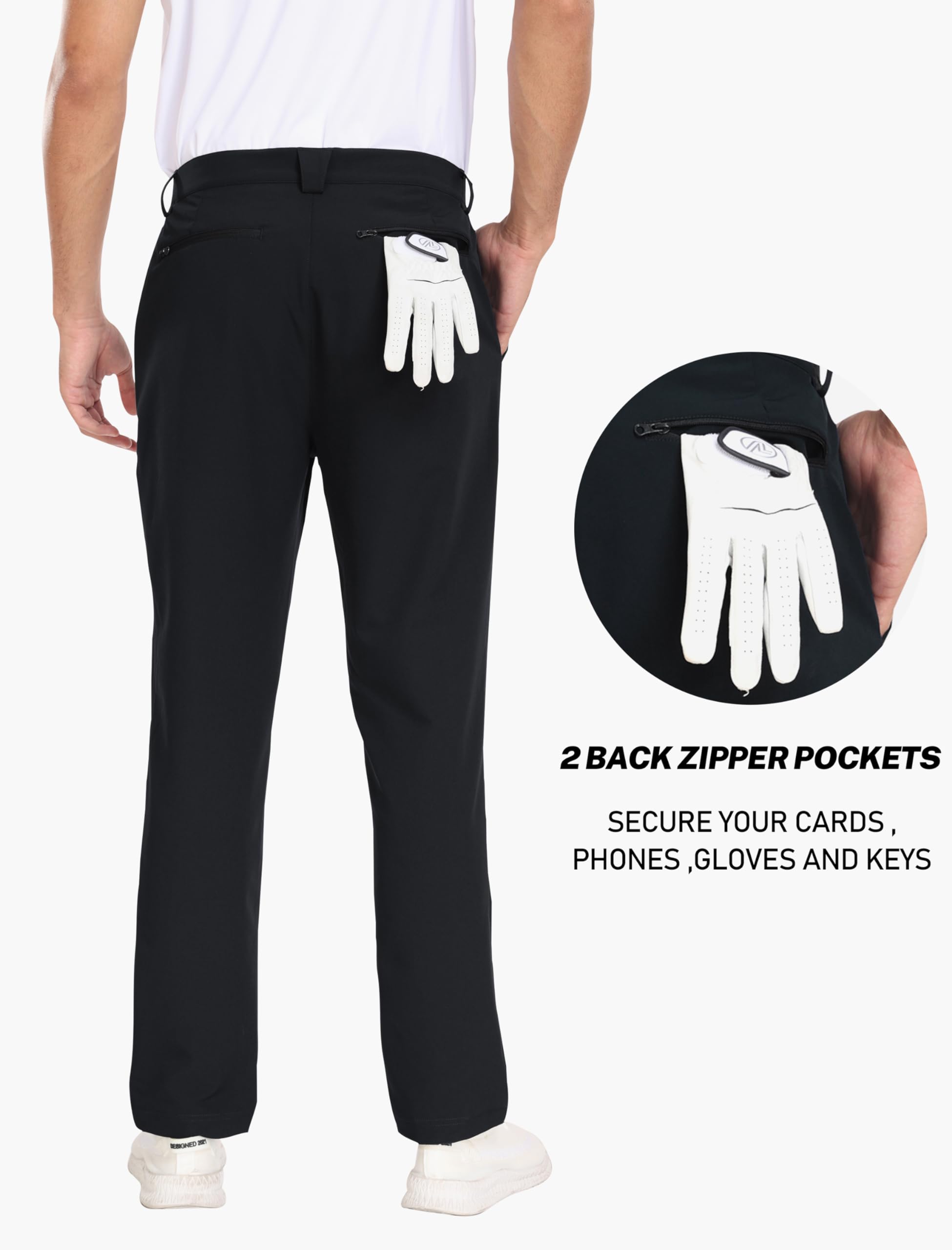 MoFiz Pantalones de Golf Hombre Elásticos Pantalón Largo de Oficina Trabajo Vestir Casuales Ligeros y Transpirables Pantalones Deporte Senderismo con Bolsillos
