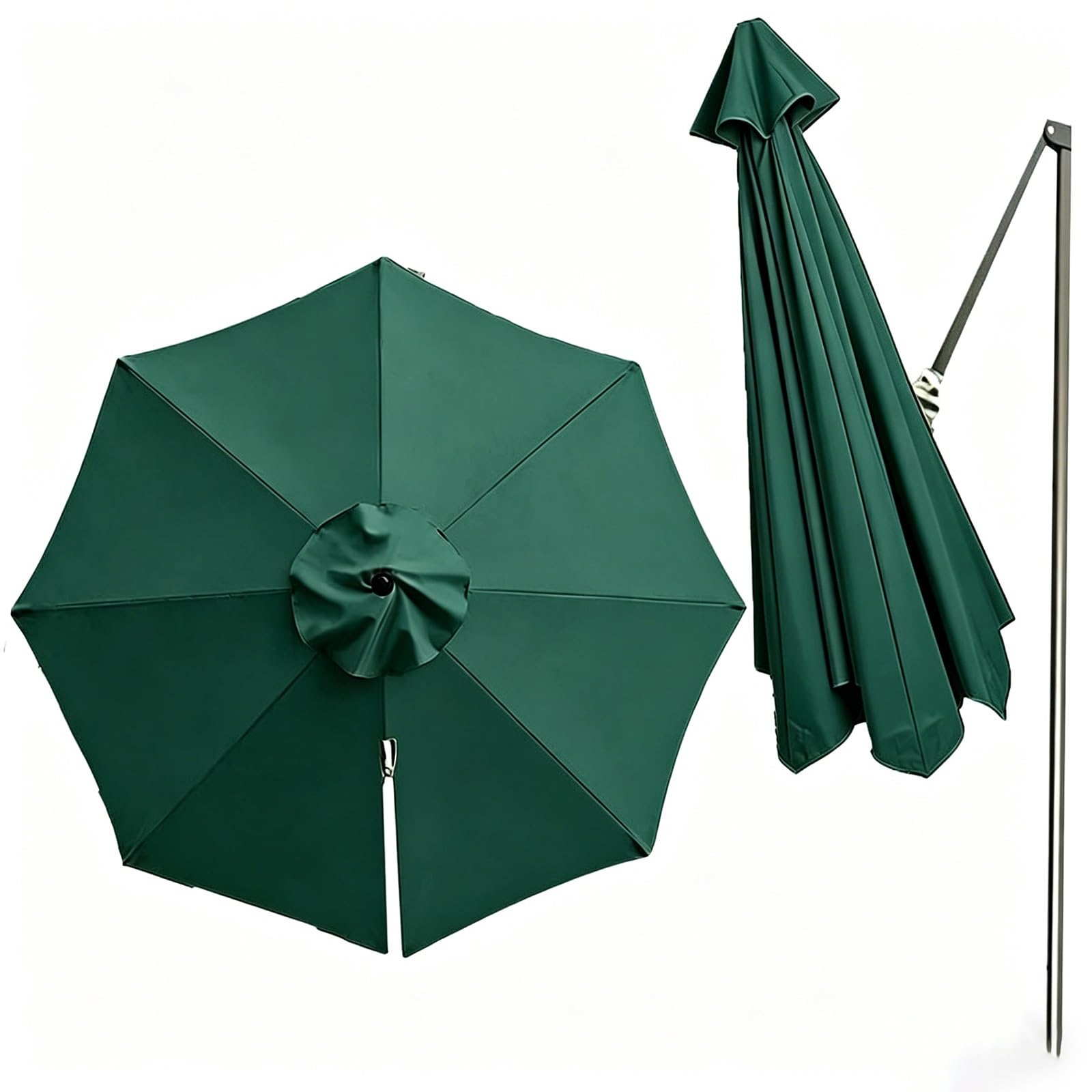 8 Rib Offset Cantilever Replacement Canopy – Round UV Resistant Top for Patio, Yard or Pool Parasol Frame(Green,350cm/11.5ft)