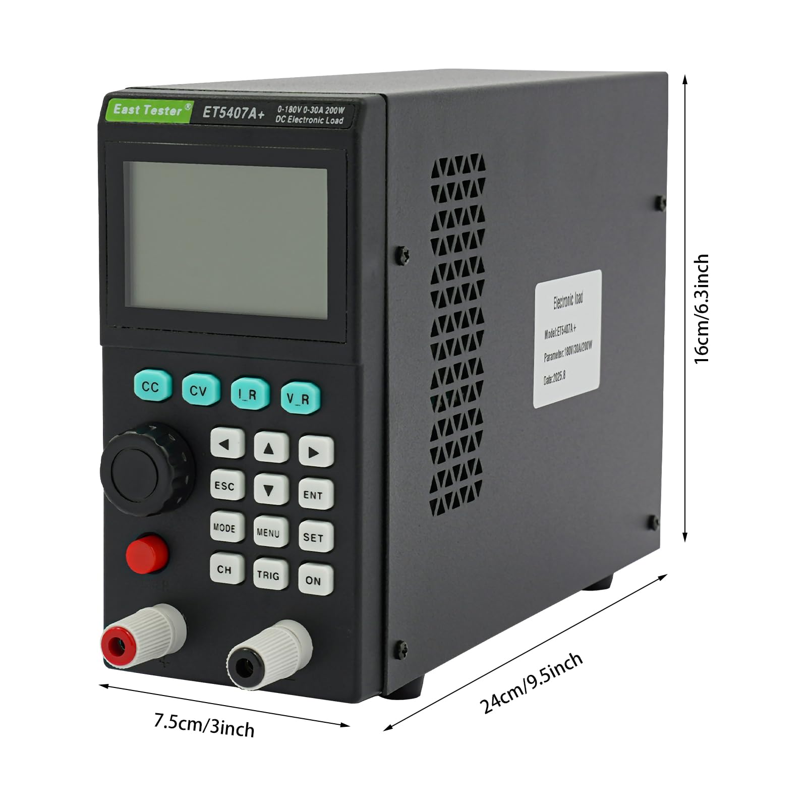 Tester di carico elettronico ET5407 A+ 200W 0-180V 0-30A Display LCD CC, CV, CR, e CP, batteria, dinamico, Sweep, elenco e cortocircuito per carichi elettronici programmabili con corrente