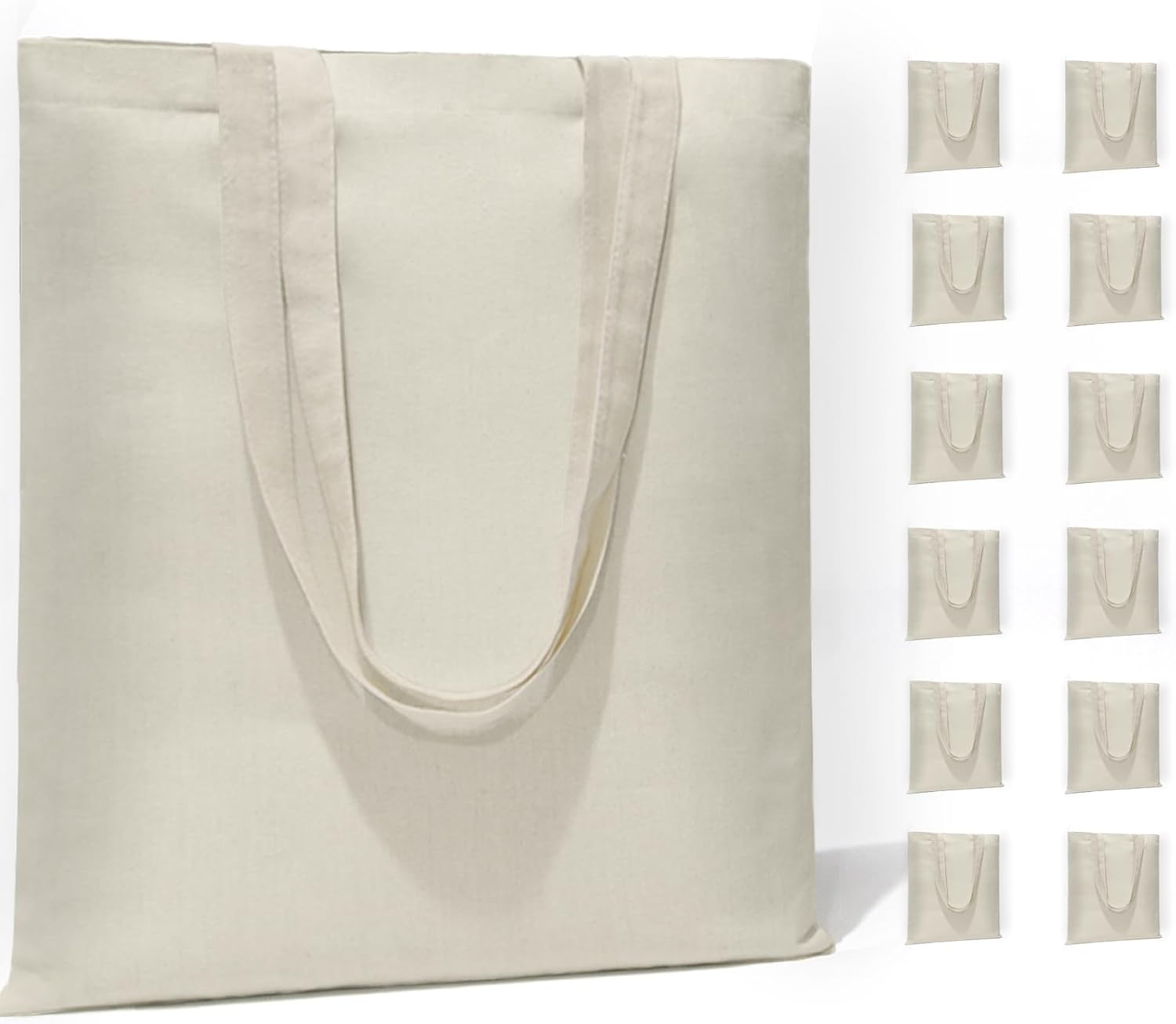 6 I 12 I 24 I 48 Pack Canvas Tote Bags,Reusable Blank Canvas for Shopping Bags,Grocery Bags,DIY Gift Bags