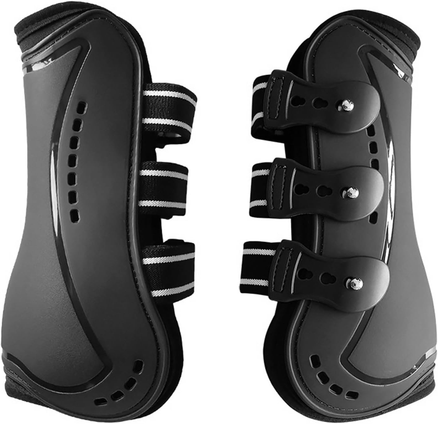 Set di Tendine per Cavallo, Horses Stinchiere Mesh Boots Set 4 Pezzi,Stivali per Gambe da Cavallo,Ghette da Salto,Cavallo Anteriore Posteriore Gamba Shock Absorbing Show Competition Leg Protection,L