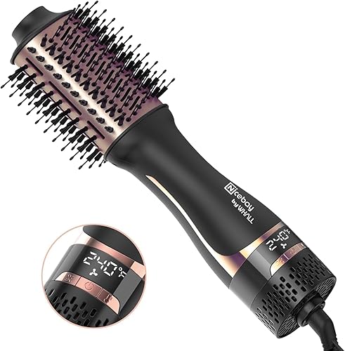 Nicebay Cepillo secador de pelo en uno, cepillo secador de pelo para mujeres, cepillo de soplado de un paso con pantalla de visualización, barril de