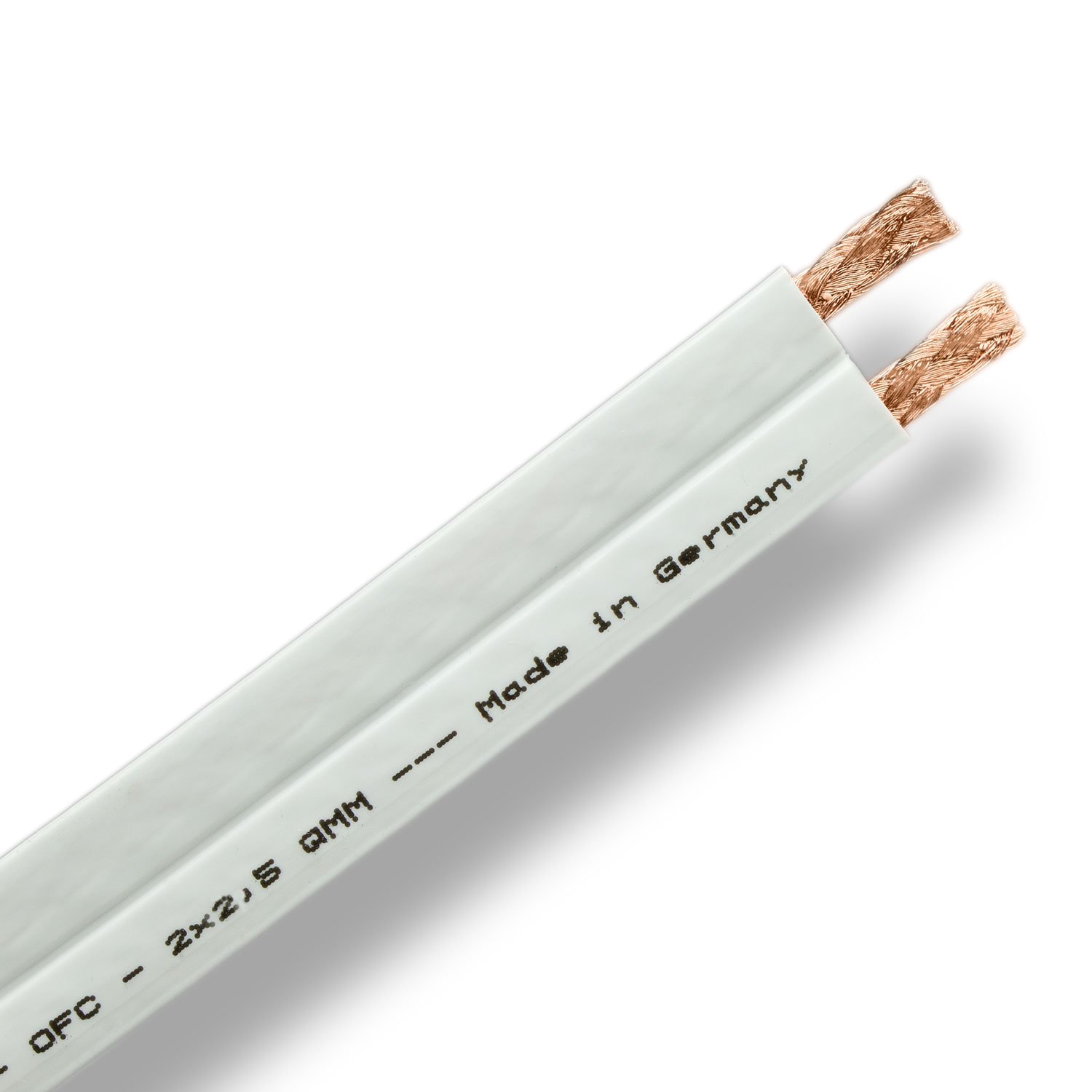 20m - DCSk PROflat 25 Flat HiFi Speaker cable - white -- 2 x 2,5mm² - AWG 13 -- low profile of just 2.2mm - 99,99% OFC copper - very flexible wire
