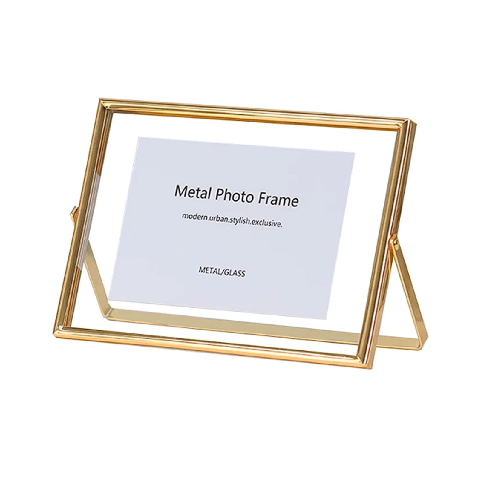 Double-Sided Transparent Glass Metal Photo Frame Stand for Displaying Photos, Artwork, Pressed Flowers photograph(A4)