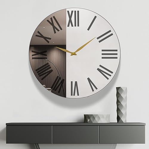 Miniatura 1 de TopCity Reloj de pared de espejo grande de 27.5 pulgadas, relojes de pared decorativos de metal para decoración de sala de estar, decoración de