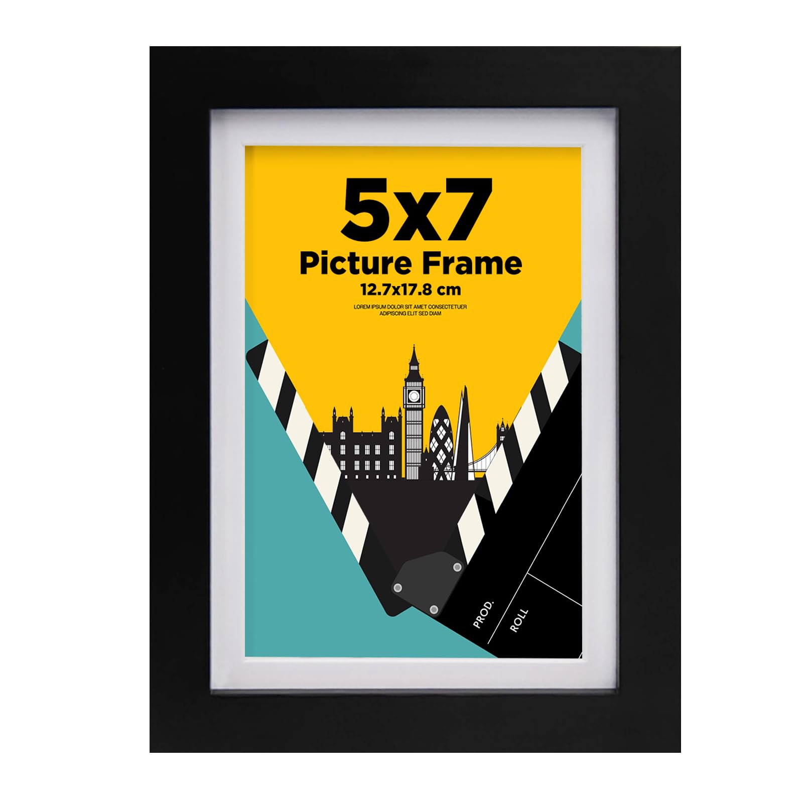 Egofine Black 7X5 Picture Frame,100% Solid Wood Frame With 4X6 Mat,7X5 Photo Frame With Acrylic Glass,17.8X12.7cm Small Frame For Tabletop And Wall Mounting,