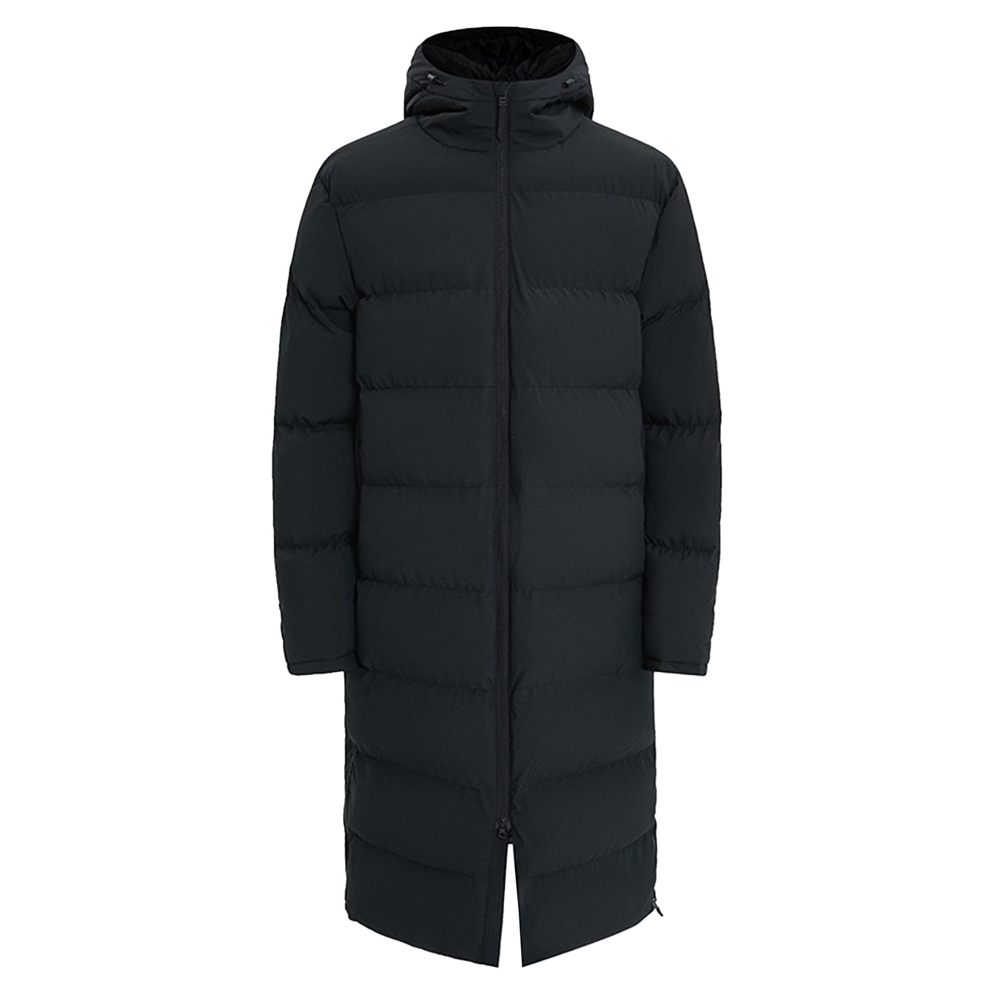 Herren-Daunenjacke, mittellang, lässig, mit Kapuze, Outdoor, Vintage, lange Ärmel, Pufferjacke, Winter, solide Overknee-Daunenjacke