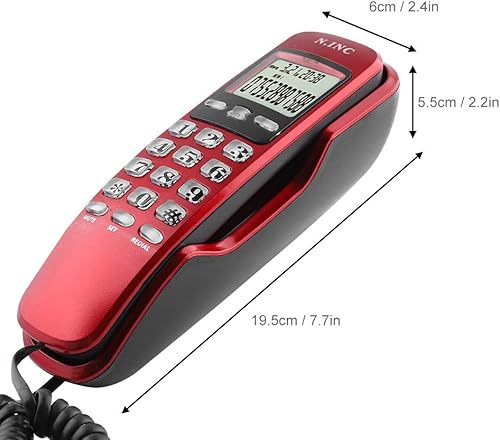 Miniatura 8 de Teléfono de pared con pantalla LCD de identificación de llamadas, teléfono con cable para oficina en casa y hotel, 38 recuerdos entrantes y función