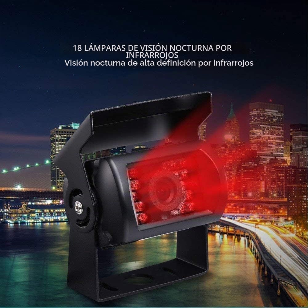 CAMECHO Camara Trasera Kit para Maquinaria Agricola,Monitor de 9 Pulgadas con 4 Cámara Trasera Impermeable,Visión Nocturna Soporte de 4 Canales para Tractor, Camion Remolques Autobús 12V-35V
