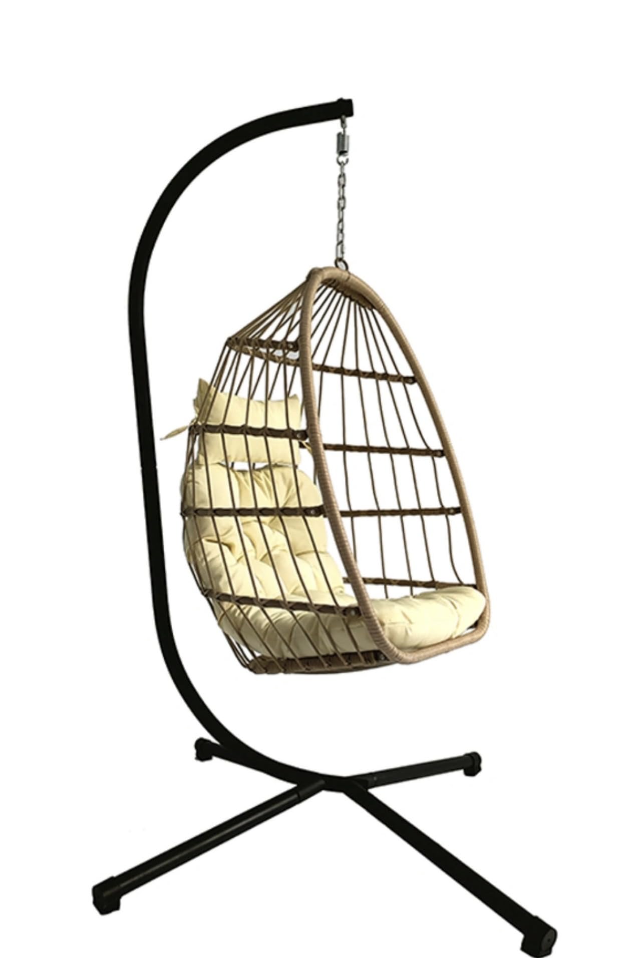 Luxury Hanging Egg Chair with Cushion (Beige)