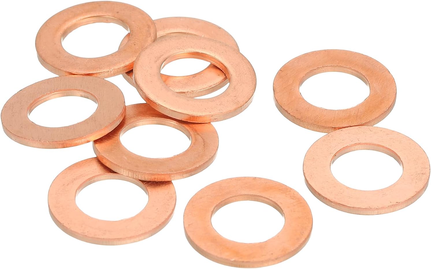 9Pcs Flat Washer, M10 Copper Washers Copper Sealing Ring Crush Washer Kit Assortment, 10mm ID, 18mm OD, 1.5mm Thick for Bolts Screws Machinery Repair