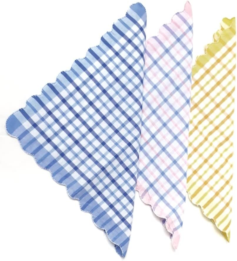ANVIK Women/Lady Cotton Check Pattern Handkerchief .Hanky for Kids Boys Girls for School (Multicolour) Pack of 12, Multicolour, EXTRA LARGE