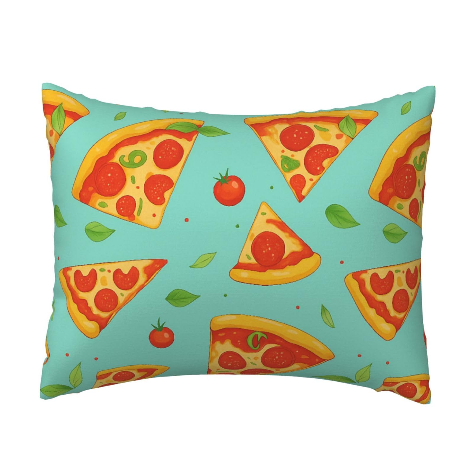 Delicious Pizza and Cherry Tomatoes Pillowcase Soft Plush with Zipper Decorative Pillowcovers 16x20 in
