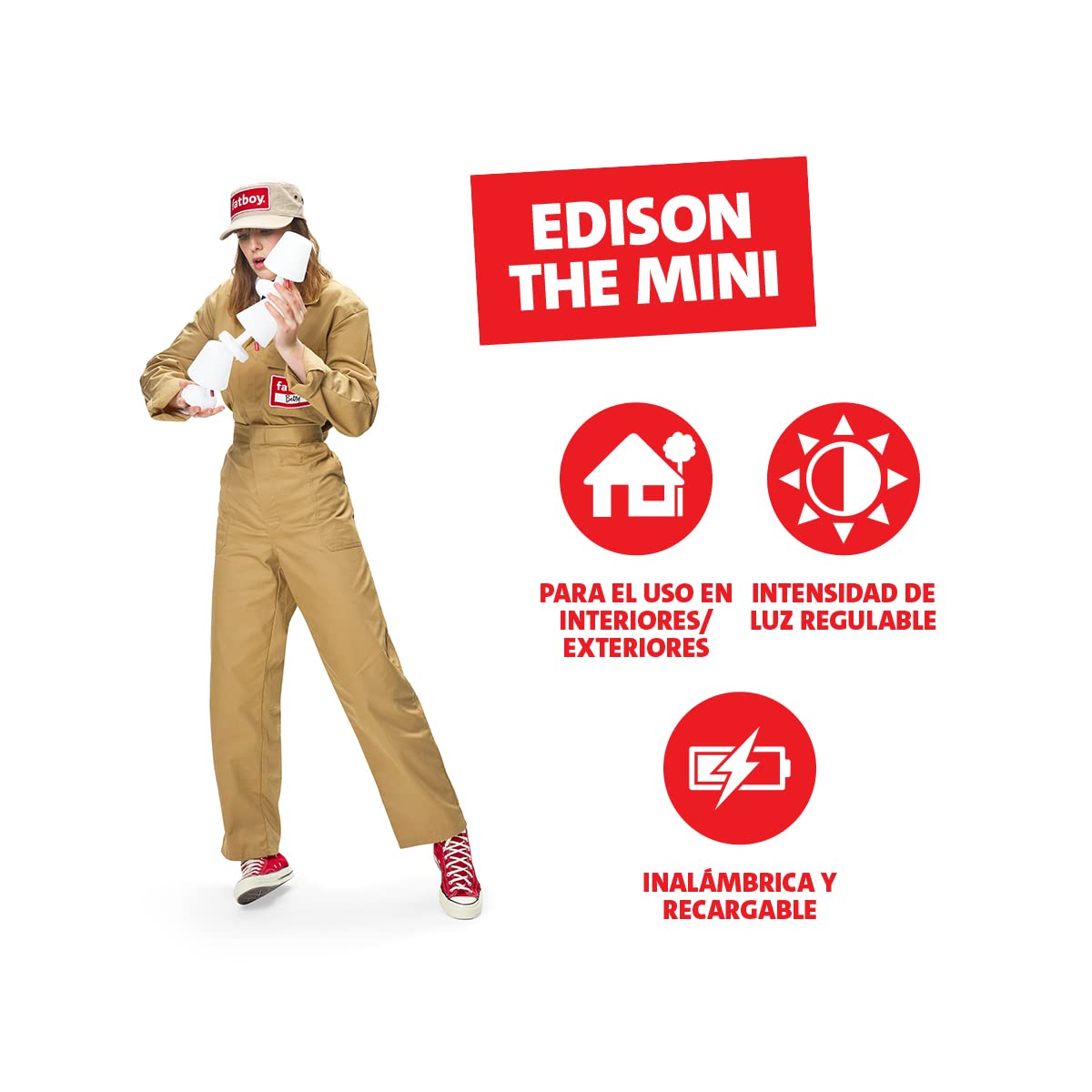 Fatboy® Edison the Mini | Lámpara de mesa blanca pequeña | Mini bombillas LED recargables | Juego de lámparas de mesa para interior y exterior |