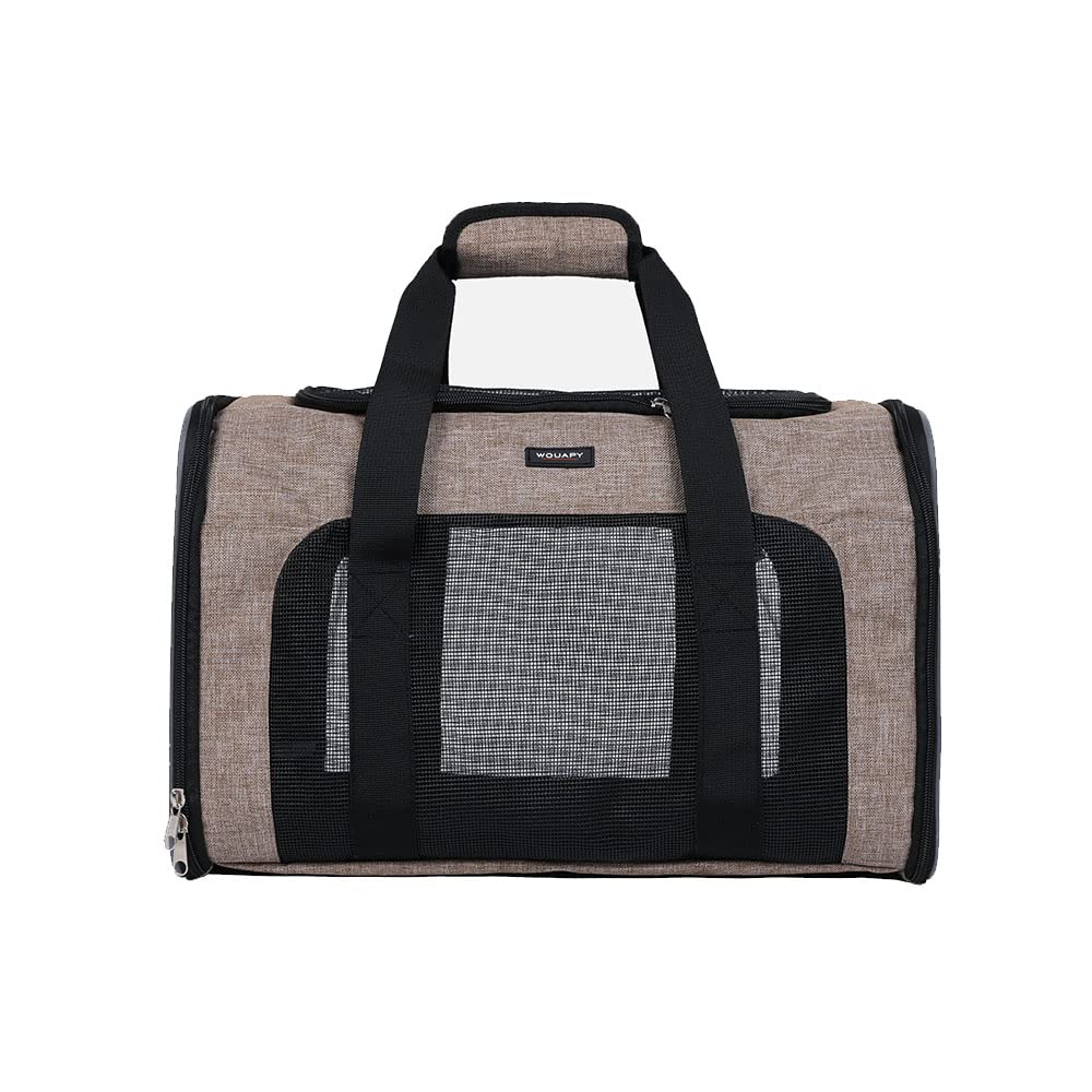 Transportín gato Wouapy plegable beige: la solución transpirable de 45x25cm para viajes sin agobios