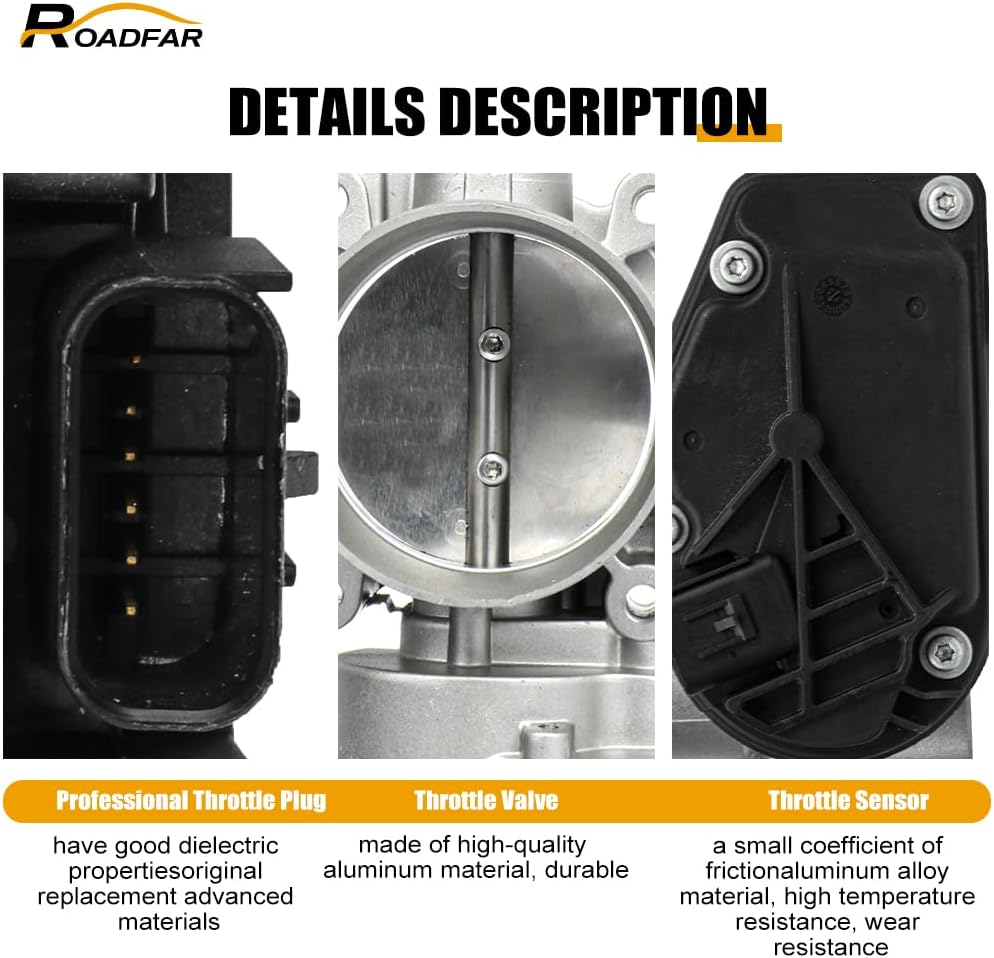 ROADFAR Throttle Body S20068 AT4Z9E926B 977-328 for 2011-2018 for Ford Edge, 2011-2017 for Ford F-150, 2011-2017 for Ford Mustang, 2017-2020 for Lincoln Continental, 2013-2016 for Lincoln MKS