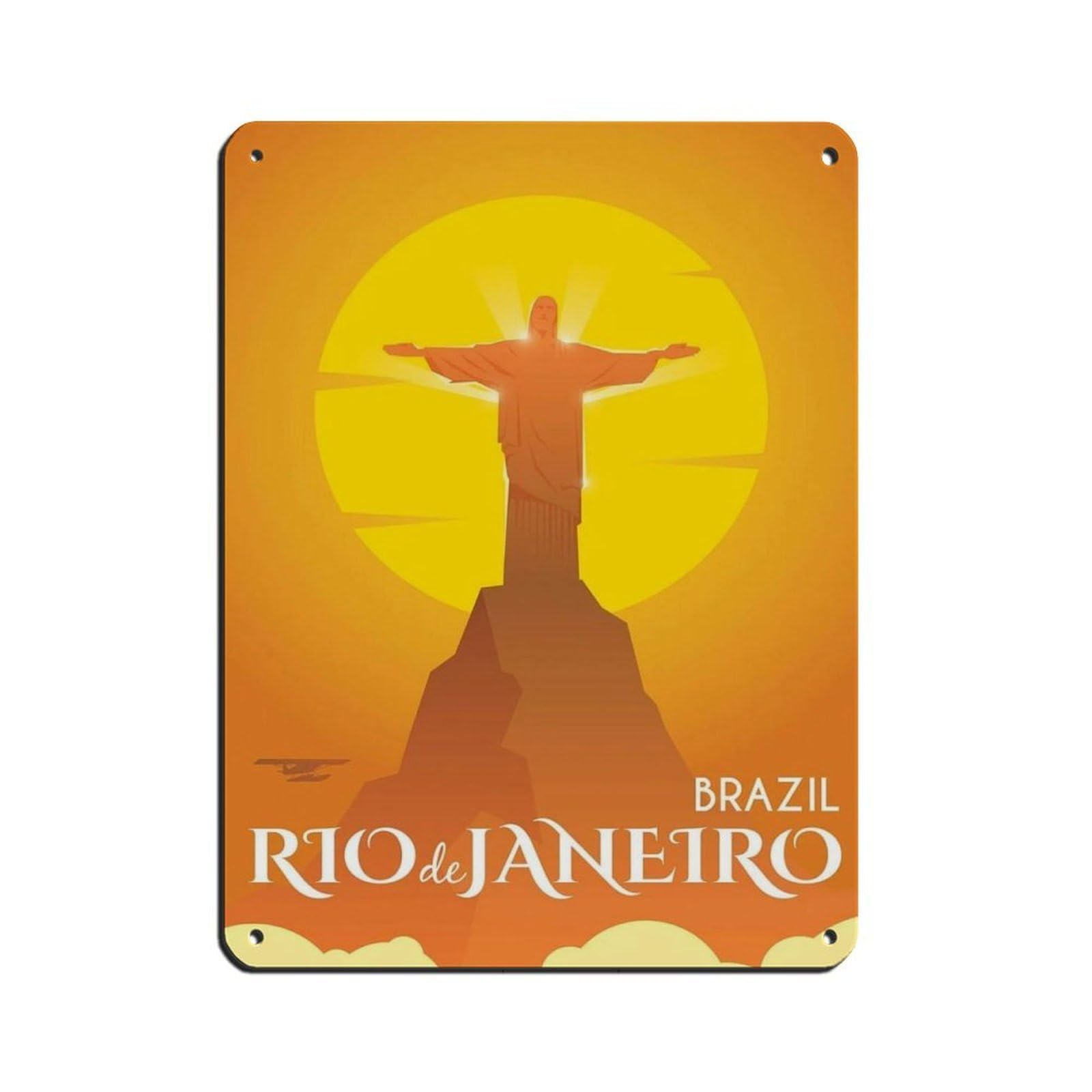 Rio De Janeiro Travel Poster, Brazil Poster (2) Tin Sign Vintage Metal Pub Club Cafe Bar Home Wall Art Decoration Poster Retro 12x16inch(30x40cm)