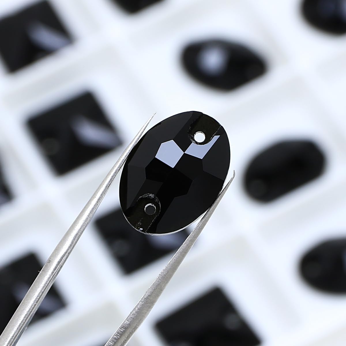 DONGZHOU Flatback Sew On Rhinestone,Sew On Crystal with Holes Mix Shape Glass Rhinestones Crystal Gems Sewing Stones for Clothes, Garments, Dress and Shoes，Jet