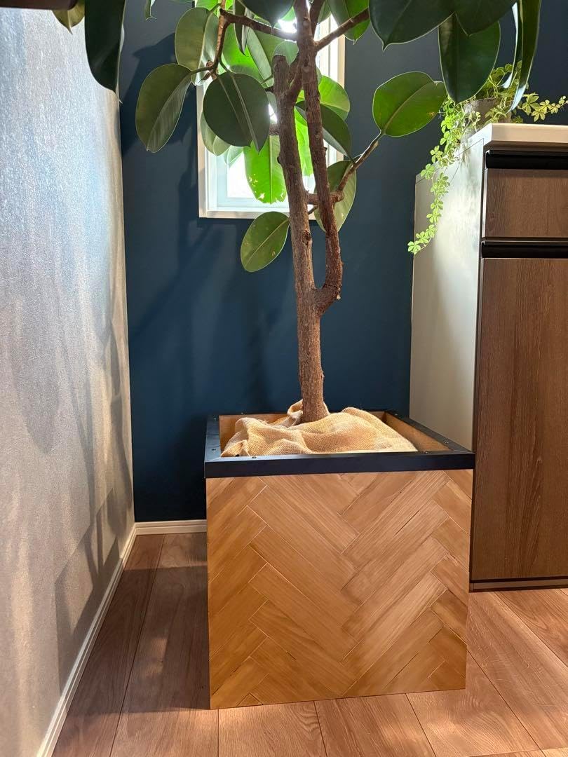 ヘリンボーン柄の天然木鉢カバー ヘリンボーン柄の天然木鉢カバー ヘリンボーン ポットカバー