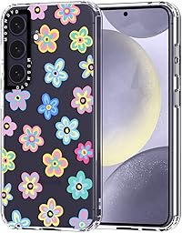 MOSNOVO Case for Samsung Galaxy S24 Plus, [Buffertech 6.6ft Military-Grade Drop Protection] [Anti Peel Off Tech] Clear TPU Bumper Phone Case Cover Design - Groovy Flower