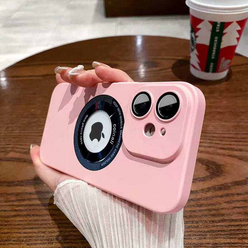 Magnetic Case for iPhone 12 | Slim Hard PC Shockproof Cover | Built-in Magnetic Ring for Car Mount | Wireless Charging Compatible | Matte Finish | (Pink)