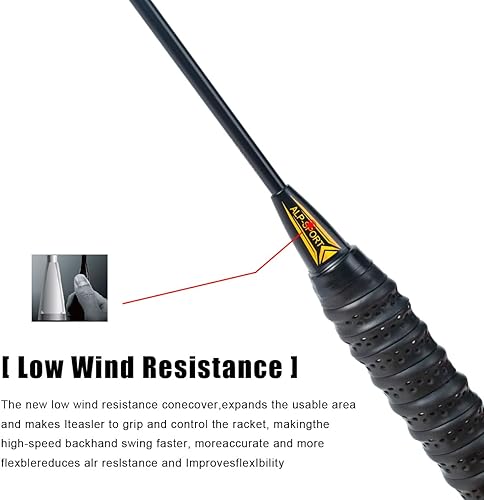Miniatura 9 de ALPSPORT YX - Raqueta de bádminton con diseño especial de agujero de viento, 4U G4, fibra de carbono, máximo 35 libras, con caja de regalo, raqueta