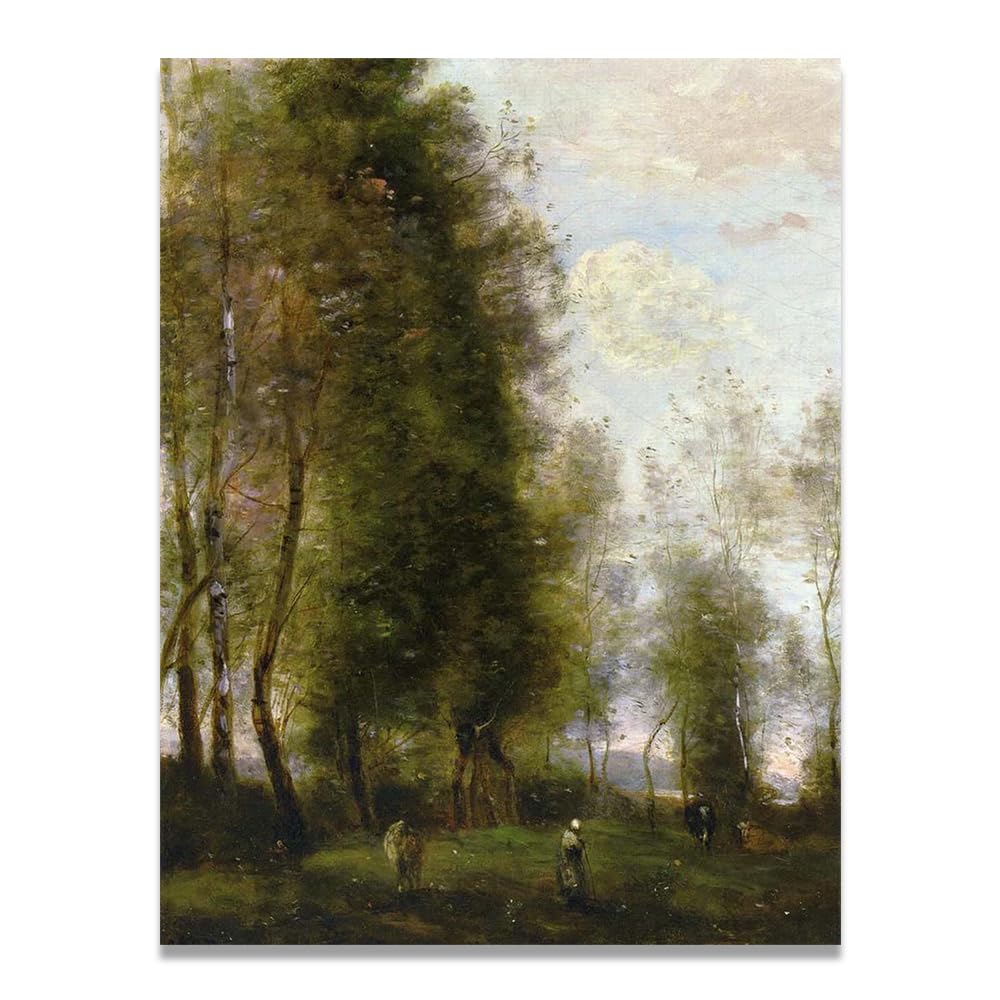Arte clásico vintage en lienzo de alta calidad con pintura de paisaje rústico 8