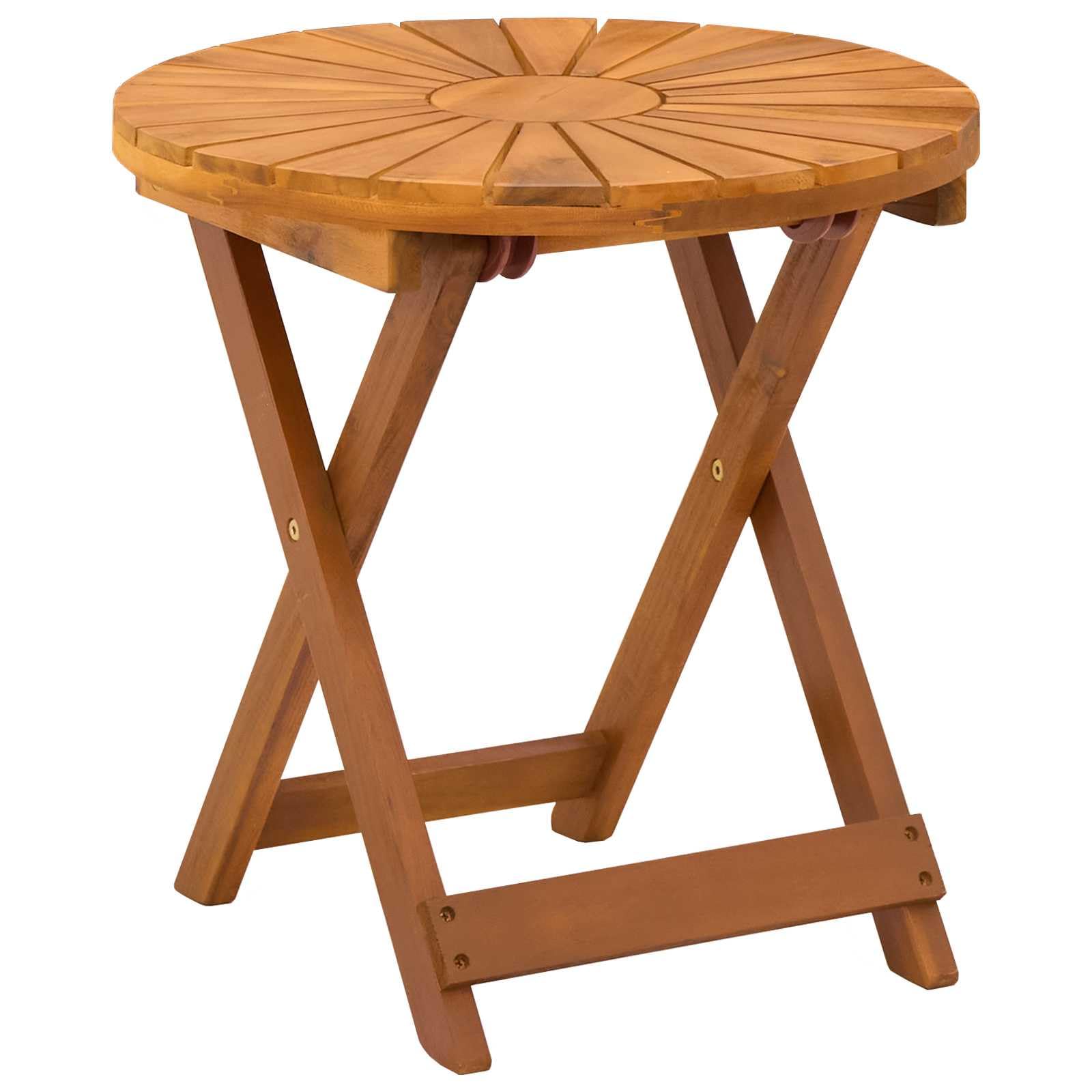 Mesa plegable de madera maciza de acacia, 45 x 45 cm de diámetro