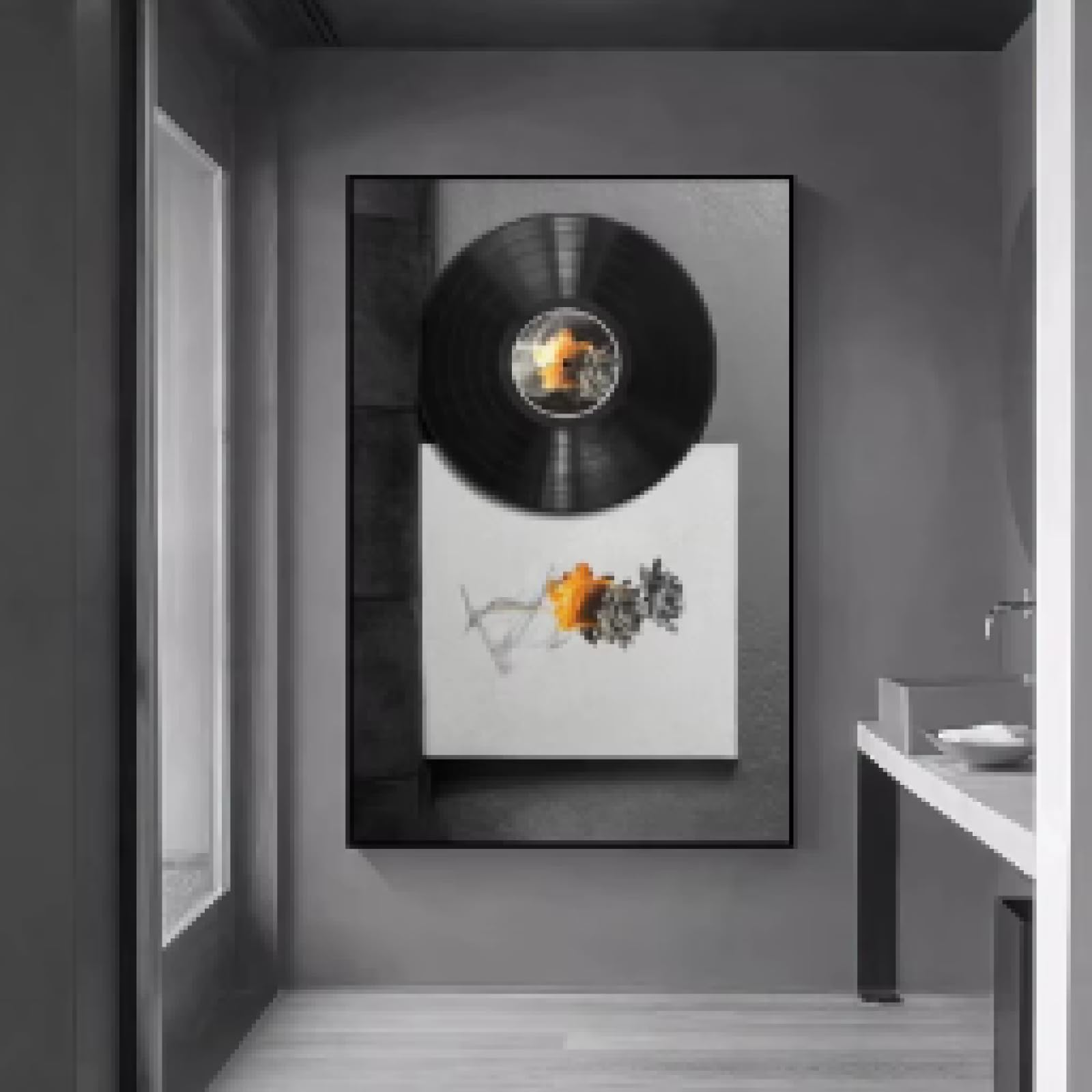 BMGKYAGL Retro płyty winylowe plakaty abstrakcyjne wydruki na płótnie sztuka ścienna obraz do salonu nowoczesna dekoracja domu 80 x 120 cm bez ramy