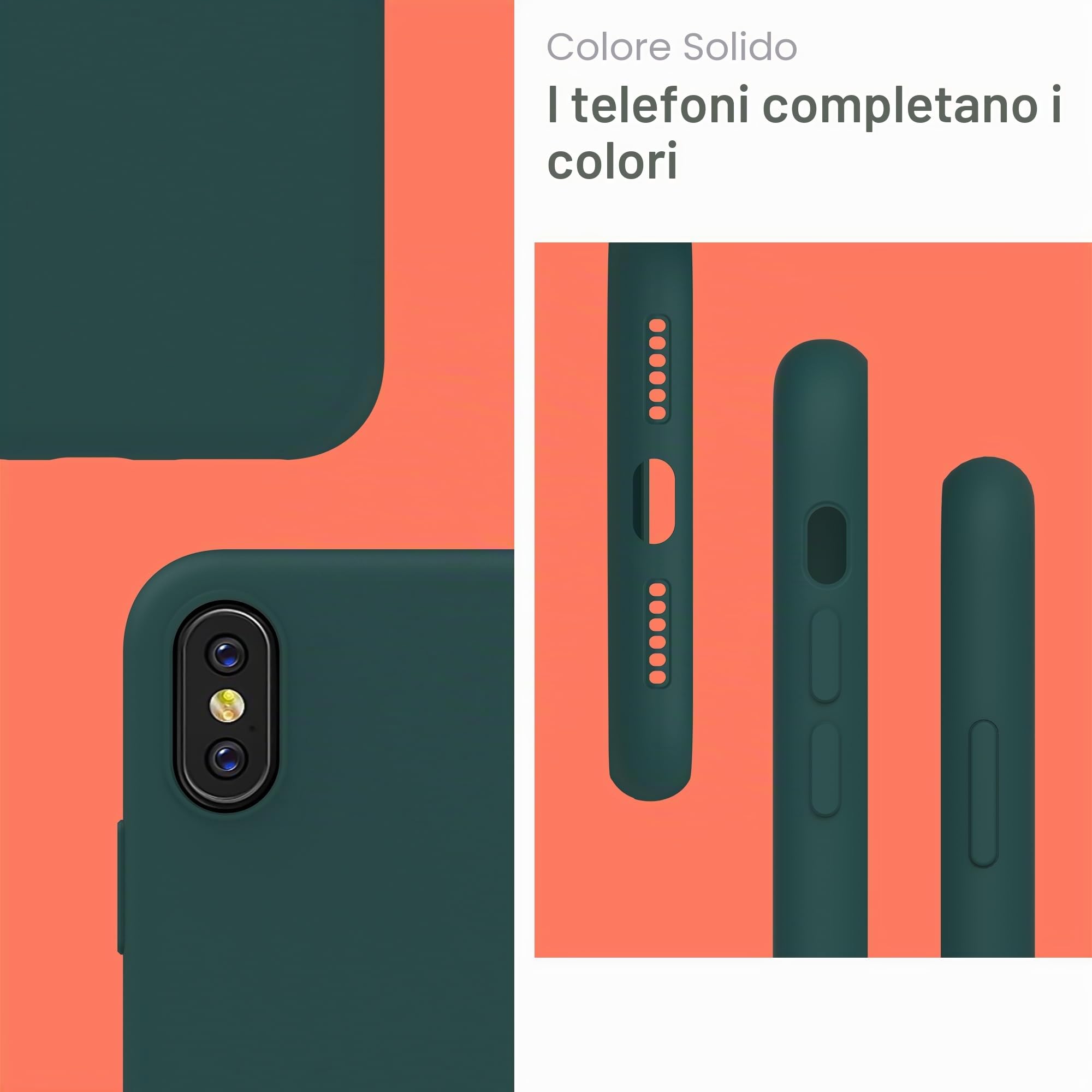 YATWIN Cover per iPhone XS, iPhone X, Custodia in Silicone Morbido con Tagli di Precisione per Fotocamera, Design Ultra Sottile, Protezione 360° con Bordi Rialzati, ‌Verde‌