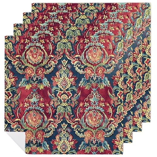 Servilletas de tela reutilizables con puntos rojos 18.7x18.7 pulg miniatura 1