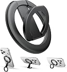 Tounee Dual-Sided Magnetic Phone Ring Grip Holder for MagSafe, 360° Rotation Magnet Cell Phone Finger Ring Holder Stand Kickstand, Mag Safe Accessories for iPhone 17 16 15 14 Air Pro Max Plus - Black
