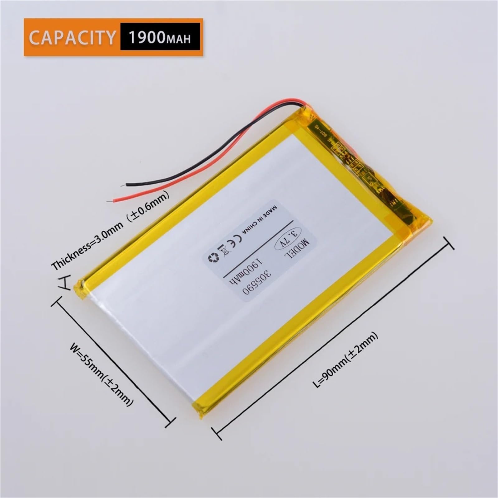 305590 3,7 V 1900 mAh, 3 pièces