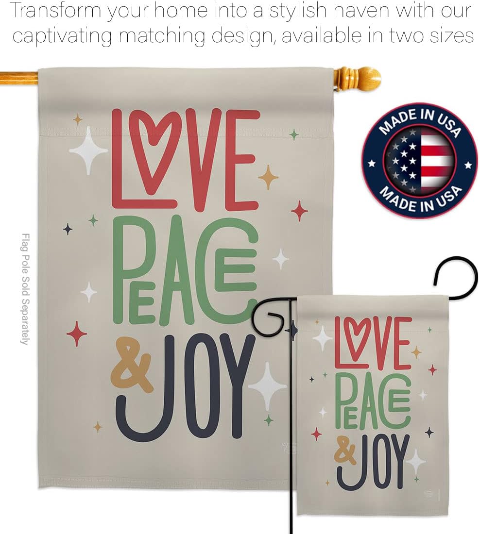 Love Peace Joy Small Flag Tapestry Christmas Gifts Marry Xmas House Flag Holy Wall Art Present Reindeer Santa Feliz Navida Room Indoor Winter Banner Season Garden Yard Outdoor Decorations Made In USA