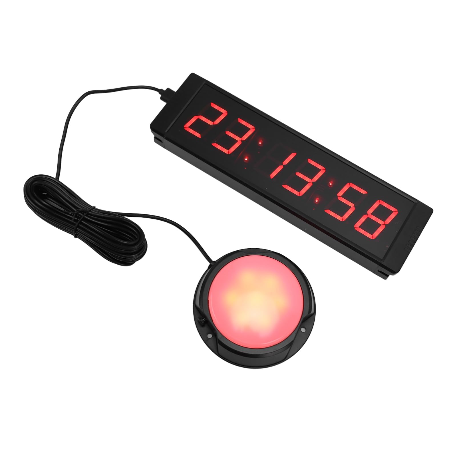 Annadue Grand Chronomètre 1,5 Pouces, Compte à Rebours à 6 Chiffres avec Bouton Start Stop, Minuterie Numérique LED pour Gymnases, Studios, Salles de Réunion – Visible 40 Pieds, Télécommande