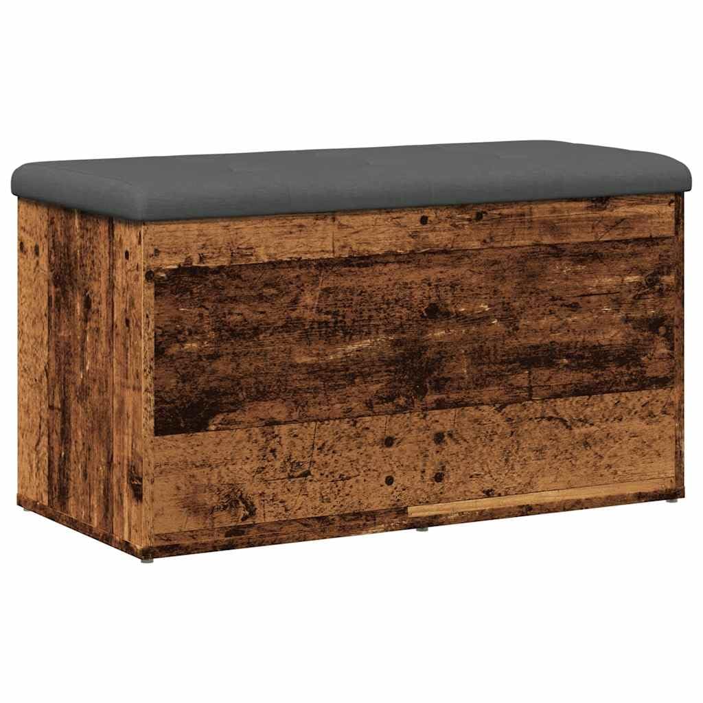 Ławka do siedzenia z miejscem do przechowywania, imitacja starego drewna, 82 x 42 x 45 cm, materiał drewnopochodny, ławka do garderoby, ławka na buty z klapką i półką, uniwersalna ławka do