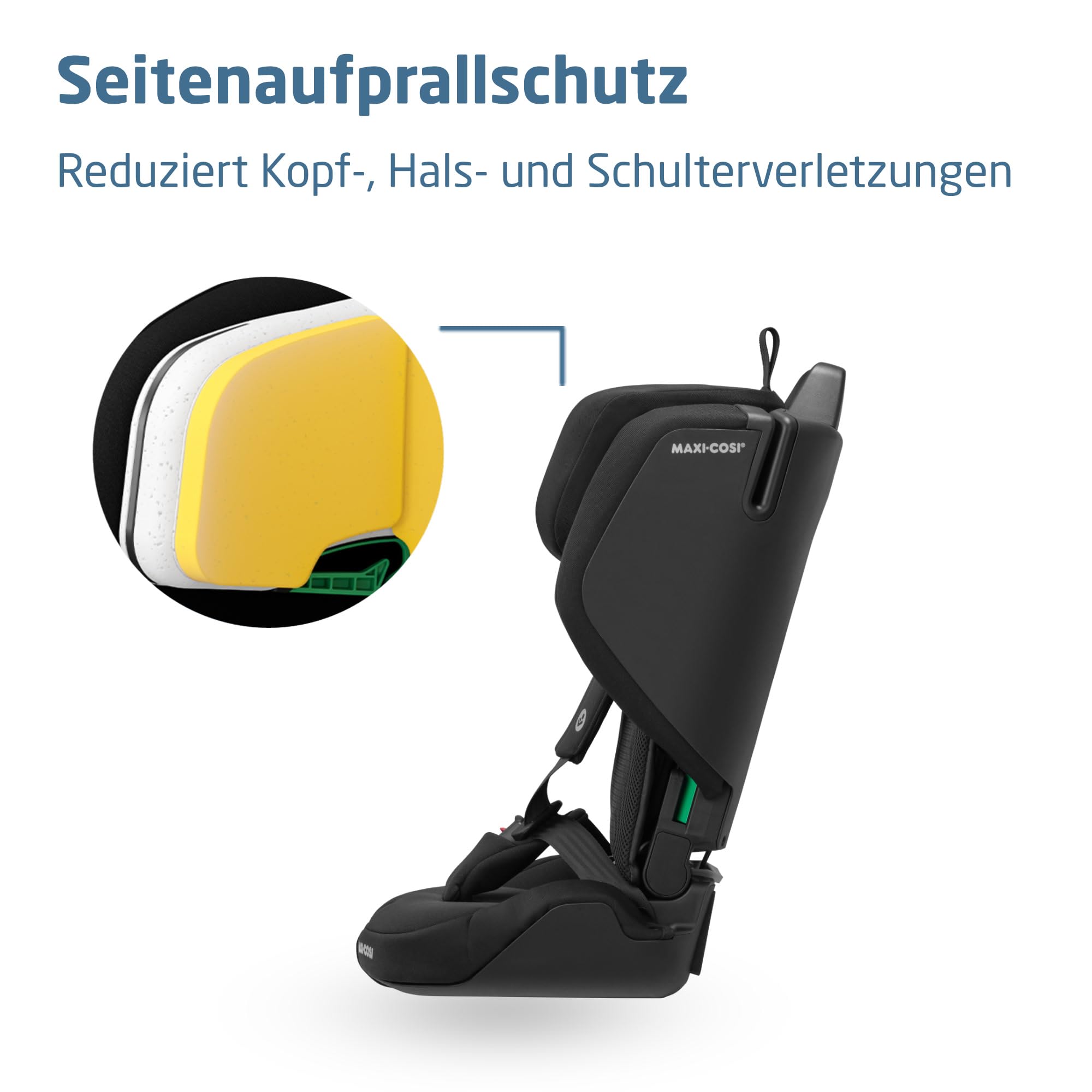 Maxi-Cosi Nomad Plus2, Klappbarer Kindersitz, 76-105 cm, Authentic Black | 15 Monate - 4 Jahre, Tragbarer Reiseautositz, Superkompakt & Leicht, Seitenaufprallschutz, Reisetasche Inklusive