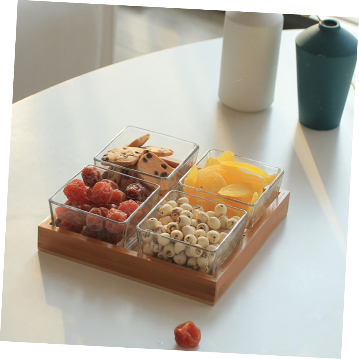 Gatuida Plateaux De Service Pour Fruits Divisés Assiettes à Noix Et Fruits Secs Verre Avec Support