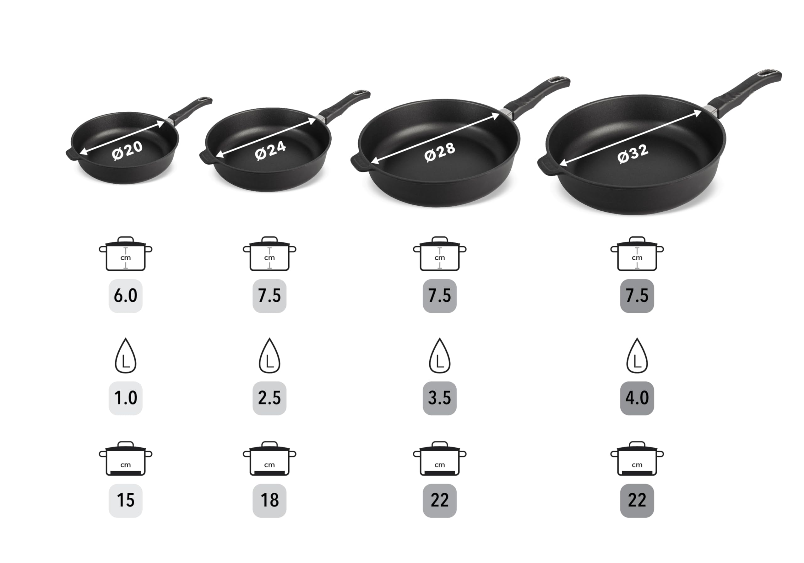 Gastrolux Sauteuse, 24cm, Tous Teux et Induction, Revêtement Antiadhésif Biotan Plus, Manche Amovible, Indéformable, 17224A