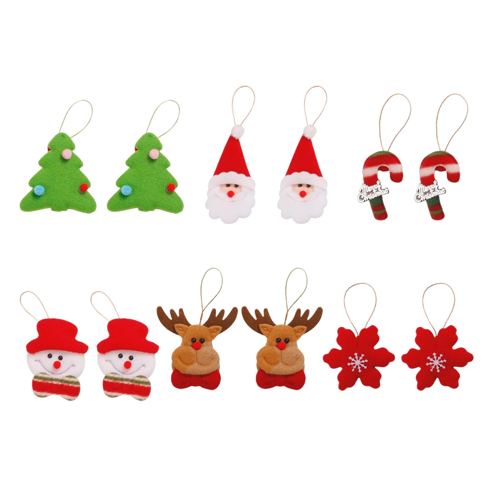 Tsophreniq 12Pcs Christmas Themed Fabric Ornaments Playful Cartoon Motifs Pendant Great for Seasonal Party Decorations Cartoon Christmas Decorations