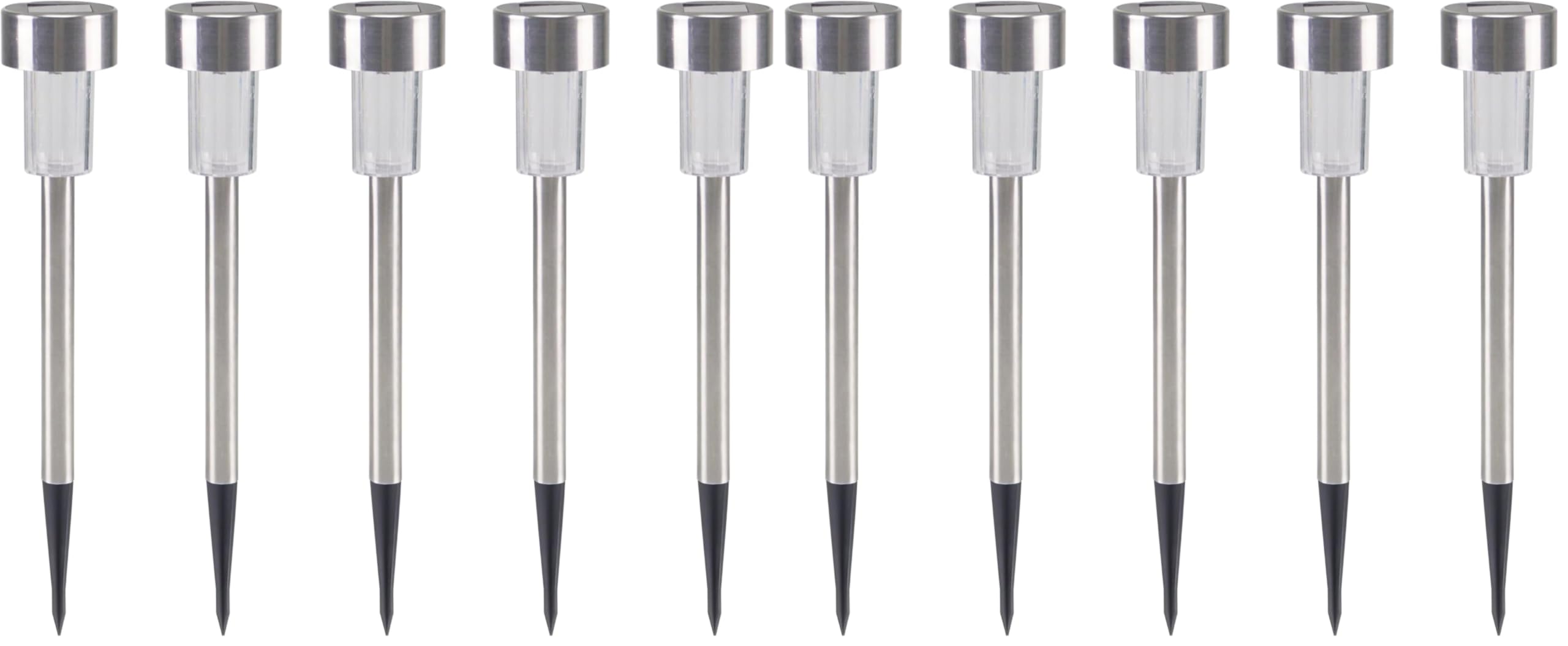 BEPER P207OUT004 Set 5 Lampade segna passi, Faretto a LED solare da Esterno, Protezione IP44, 37 cm, Acciaio (Confezione da 2)