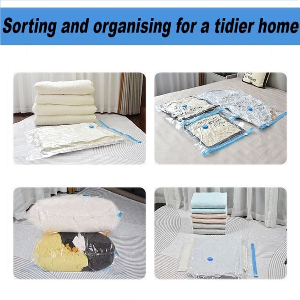 Kit 9 Sacs De Rangement Sous Vide + Pompe électrique - Taille 40x40cm, 40x50cm, 40x60cm - Pour Vêtements, Couettes, Literie