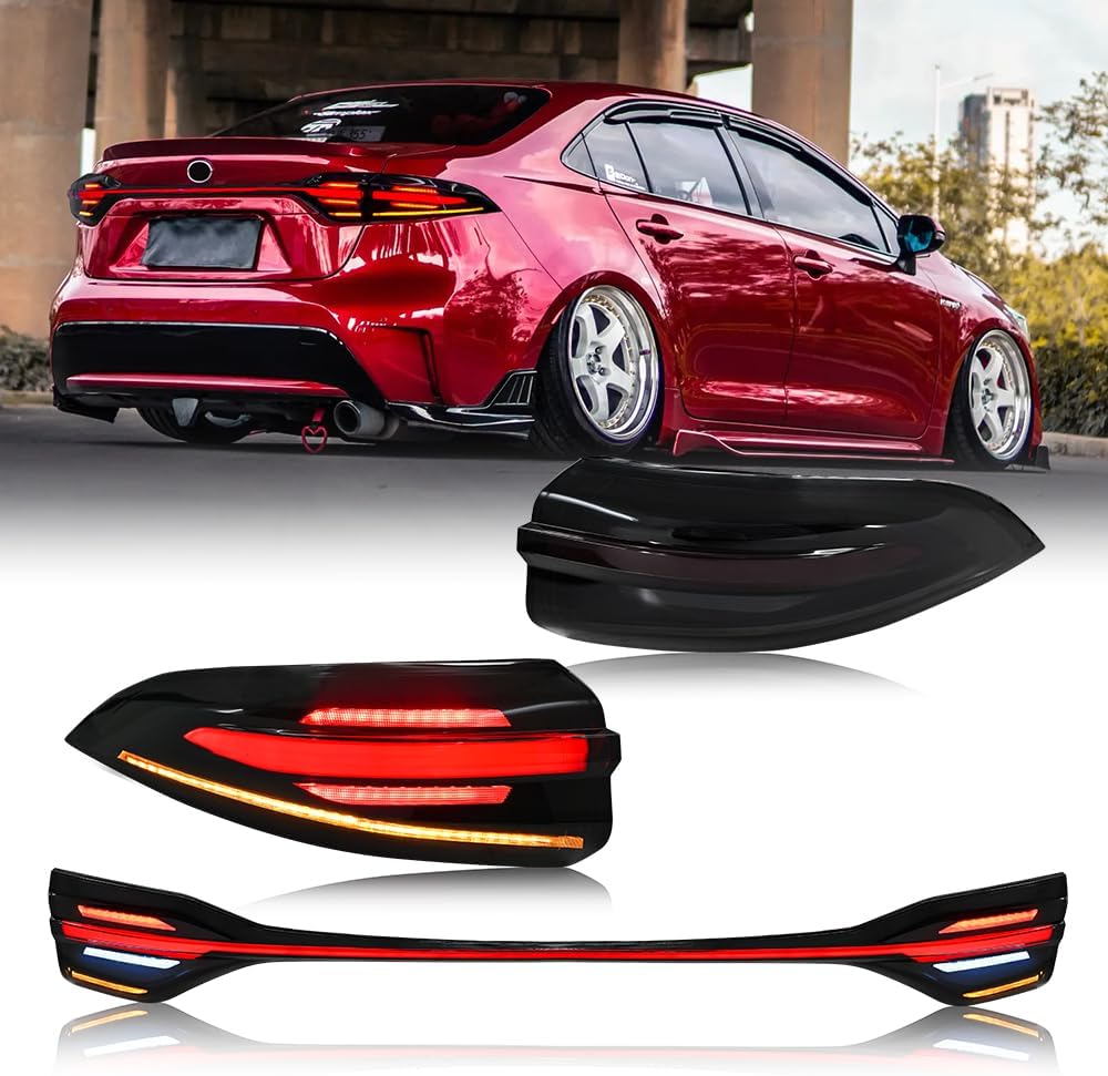 T T-ABC New Taillight Compatible with Toyota Corolla Tail Light 2020-2026 L LE SE Nightshade XSE XLE Apex Edition Hybrid Rear Lights Spoiler Trunk Accessories Custom Back Replacement (T1R Sedan)