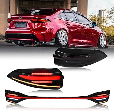 T T-ABC New Taillight Compatible with Toyota Corolla Tail Light 2020-2026 L LE SE Nightshade XSE XLE Apex Edition Hybrid Rear Lights Spoiler Trunk Accessories Custom Back Replacement T2R Sedan